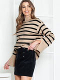 thanksgiving outfit Tineit Casual Striped Turtleneck Sweater Women Knitted Loose Long Sleeve Thin Pullover Sweaters Female Autumn Chic All-matching Outwear