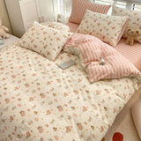 Tineit Summer Bedding Set 2024 Ins Twin Queen Duvet Cover Flat Sheet Pillowcase No Filler Girl Boys Hotel Home Bed Linens