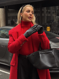 Tineit 2025 Christmas Red Elegant Double Breasted Overcoat Fashion Flap Pockets Full Sleeve Lapel Long Jackets New Chic Lady Streetwear