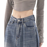 Tineit 90s Washed High Waist Boyfriend Jeans