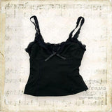 Tineit Y2K Sexy Female Emo Club Camisole Hot Girl Personality Minimalist Halter tops Sleeveless Women's Backless Chic Lace Bow Clothing