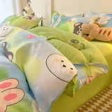 Tineit Cute Bear Bedding Set No Filler Full Queen Size Duvet Cover Flat Sheet Pillowcase Kids Adults Fashion Soft Comforter Cover