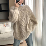 thanksgiving outfit Tineit Casual Knitted Thick Solid Sweaters Women Loose Warm O-neck Long Sleeve Pullover Sweaters Female Autumn Chic Daily Knitwear