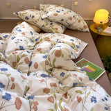 Tineit Ins Floral Bedding Set Kids Adult Full Queen Size Duvet Cover Flat Sheet Pillowcase No Filler Summer Fall Home Bed Linens