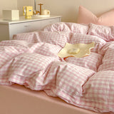 Tineit Checkerboard Bedding Set No Comforter Quilt Duvet Cover Pillowcase Flat Sheet Single Queen Size Polyester Bedclothes