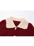 christmas outfit Tineit Spring New Red Cardigan Sweaters For Women Loose Peter Pan Collar Elegant Korean Single Breasted Female Knit Cardigans Coat Top