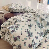 Tineit Floral Blue Duvet Cover Set Flat Sheet Pillowcase No Filler Fashion New Single Full Size Girls Boys Dormitory Home Bedding Kit