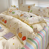 Tineit Summer Bedding Set 2024 Ins Twin Queen Duvet Cover Flat Sheet Pillowcase No Filler Girl Boys Hotel Home Bed Linens