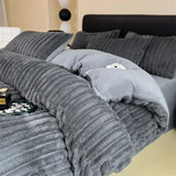 Tineit Winter Thickened Plush Warm Duvet Cover Set Solid Color Luxury High Quality Quilt Cover Sheet Pillowcase 4pcs Queen Bedding Set