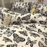 Tineit Ins Style Fashion Butterfly Bedding Set For Girls Boys Double Size Flat Sheet Duvet Cover Pillowcase Bed Linen Home Textile