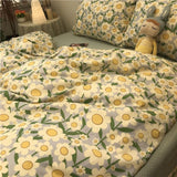 Tineit Nordic Style Ins Avocado Green Bedding Set Cartooon Fruit Quilt Cover Polyester High Quality Comforter Full Size With Pillowcase