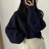 Tineit 2024 Fall Fashion Dark Academia Oversized Crochet Knit Sweater