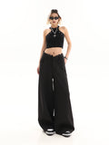 christmas outfit Tineit Women Black Gothic Suits Pants Baggy Y2k 90s Streetwear Oversize Emo Wide Leg Pants Vintage Harajuku High Waist Trousers Clothes