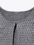 Tineit Sequin Knit Women Cardigan Full Sleeve Slim Female Sweater 2025 Spring Fashion O Neck Commute Single Breasted Lady Knitwear