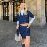 cold weather outfits Tineit 2024 Spring Summer Casual Denim Women Suits Fashion Pockets V Neck Pullover Half Sleeve Shirts+Chic Mini Shorts Skirts