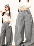 christmas outfit Tineit Women's Baggy Y2k Cargo Jeans Harajuku Oversize Denim Trousers 90s Vintage Japanese 2000s Style Jean Pants Trashy Clothes 2025