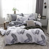 Tineit Grey Geometric Pattern Duvet Cover Four set series for Adults Teens Polyester Bedding Set with Zip Closure Comforter Covers