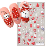 Tineit Cute Cartoon Bear Cat Nail Manicure Design Stickers 3D Lovly Anime Adhesive Decals 2024 Winter New Year Decoration Foils LYNO-61