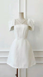 Tineit Vintage A Line Short Sleeves White Cocktail Dresses Short Homecoming Dress (PRE-ORDER)