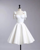 Tineit Vintage A Line Straps White Cocktail Dresses Short Homecoming Dress (PRE-ORDER)