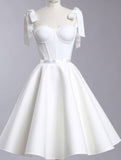 Tineit Vintage A Line Straps White Cocktail Dresses Short Homecoming Dress (PRE-ORDER)