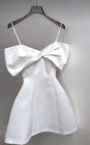 Tineit Vintage A Line Spaghetti Straps White Cocktail Dresses Short Homecoming Dress (PRE-ORDER)