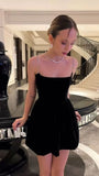 Tineit Vintage A Line Straps Black Cocktail Dresses Short Homecoming Dress (PRE-ORDER)