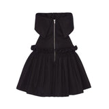 Tineit Vintage A Line Strapless Black Satin Cocktail Dresses Short Homecoming Dress (PRE-ORDER)