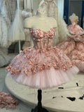 Tineit Vintage Short Pink Homecoming Dresses with Flowers (PRE-ORDER)