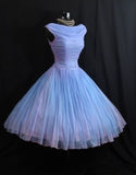 Tineit Vintage Ball Gown s Short Tulle Dress With Boat Neckline Homecoming Dress (PRE-ORDER)