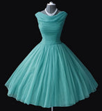 Tineit Vintage s Blue Crew Cap Sleeves Mini Short Tulle Homecoming Dresses (PRE-ORDER)