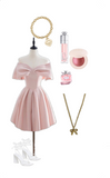 Tineit Unique A Line Off The Shoulder Pink Short th Grade Homecoming Dresses Hoco Dress (PRE-ORDER)