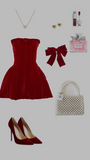 Tineit Vintage A line Strapless Velvet Red Homecoming Dress th Birthday Outfits (PRE-ORDER)