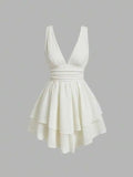 Tineit Vintage A line Straps White Chiffon Homecoming Dress th Birthday Outfits (PRE-ORDER)