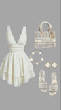 Tineit Vintage A line Straps White Chiffon Homecoming Dress th Birthday Outfits (PRE-ORDER)