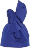 Tineit Unique A line One Shoulder Royal Blue Satin Homecoming Dresses With Ruffle (PRE-ORDER)