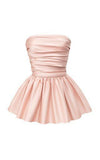 Tineit Unique A line Strapless Pink Satin Homecoming Dresses With Ruffles (PRE-ORDER)