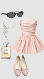 Tineit Unique A line Strapless Pink Satin Homecoming Dresses With Ruffles (PRE-ORDER)