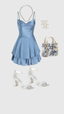 Tineit Unique A line Straps Blue Silk Satin Homecoming Dress st Birthday Outfits (PRE-ORDER)