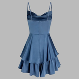 Tineit Unique A line Straps Blue Silk Satin Homecoming Dress th Birthday Outfits (PRE-ORDER)