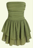 Tineit Modest A line Strapless Green Homecoming Dress st Birthday Outfit (PRE-ORDER)