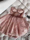 Tineit Cute Sparkly Beaded Strapless Dusty Homecoming Dress Birthday Outfit (PRE-ORDER)