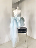 Tineit Baby Blue Balletcore Lace Bustier Dress Basque Waist Homecoming Dress Birthday Outfit (PRE-ORDER)