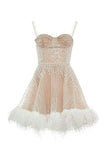 Tineit Cute A-Line Straps Short Sequin Homecoming Dress Birthday Outfit (PRE-ORDER)