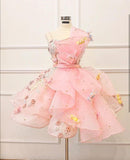 Tineit Cute Ball Gown Straplesss Short Pink Homecoming Dress Birthday Outfit (PRE-ORDER)