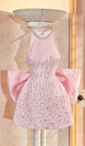 Tineit Cute A Line Scoop Short Pink Homecoming Dress Birthday Outfit (PRE-ORDER)