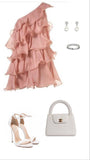 Tineit Vintage A line One Shoulder Pink Chiffon Homecoming Dress th Birthday Outfits (PRE-ORDER)