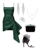 Tineit Simple Sheath Spaghetti Straps Dark Green Lace Short Homecoming Dress Birthday Dress (PRE-ORDER)