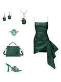 Tineit Simple Sheath Spaghetti Straps Dark Green Lace Short Homecoming Dress Birthday Dress (PRE-ORDER)