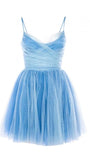 Tineit Simple A line Spaghetti Straps Light Sky Blue Short Homecoming Dress Party Dress (PRE-ORDER)